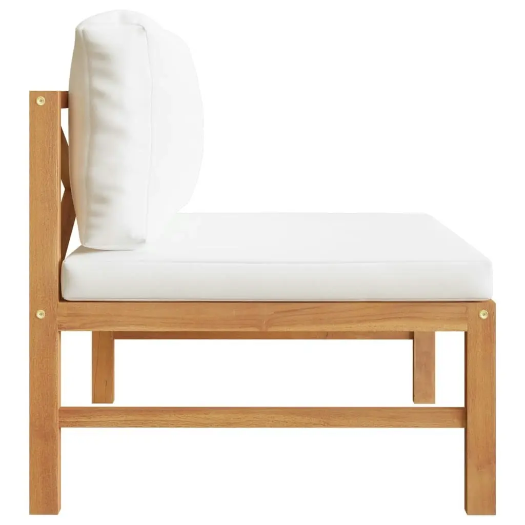 Middle Sofa with Cream Cushions Solid Teak Wood 316105