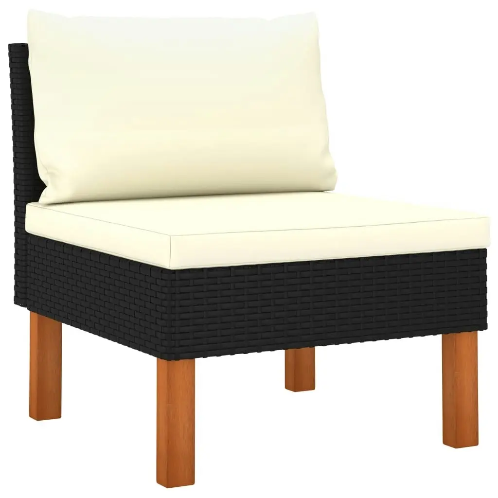 Middle Sofas 2 pcs Poly Rattan and Solid Eucalyptus Wood 315765