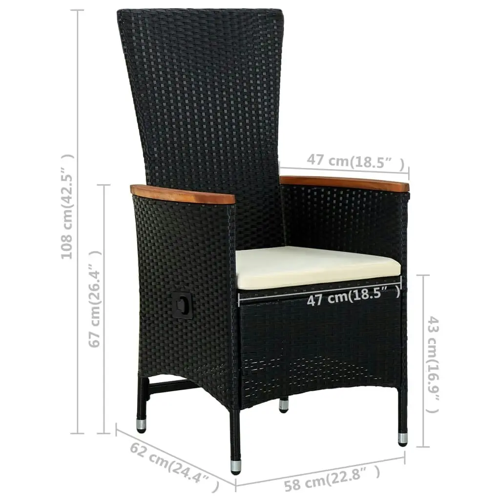 Outdoor Chairs 2 pcs with Cushions Poly Rattan Black 47675