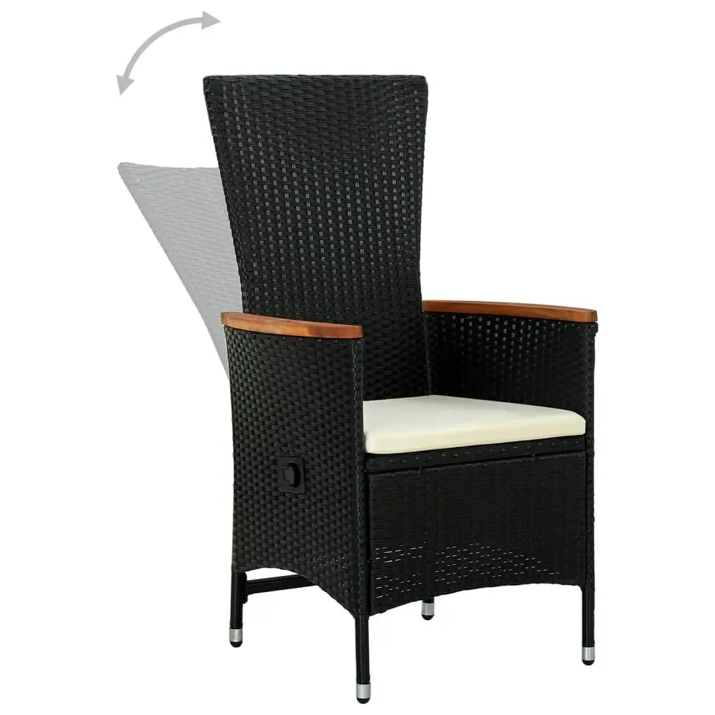 Outdoor Chairs 2 pcs with Cushions Poly Rattan Black 47675