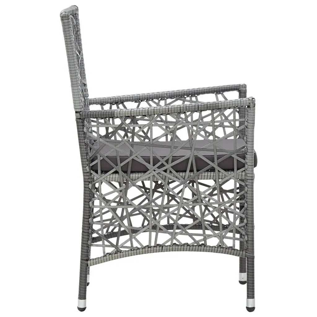 Outdoor Chairs 2 pcs with Cushions Poly Rattan Grey 45995