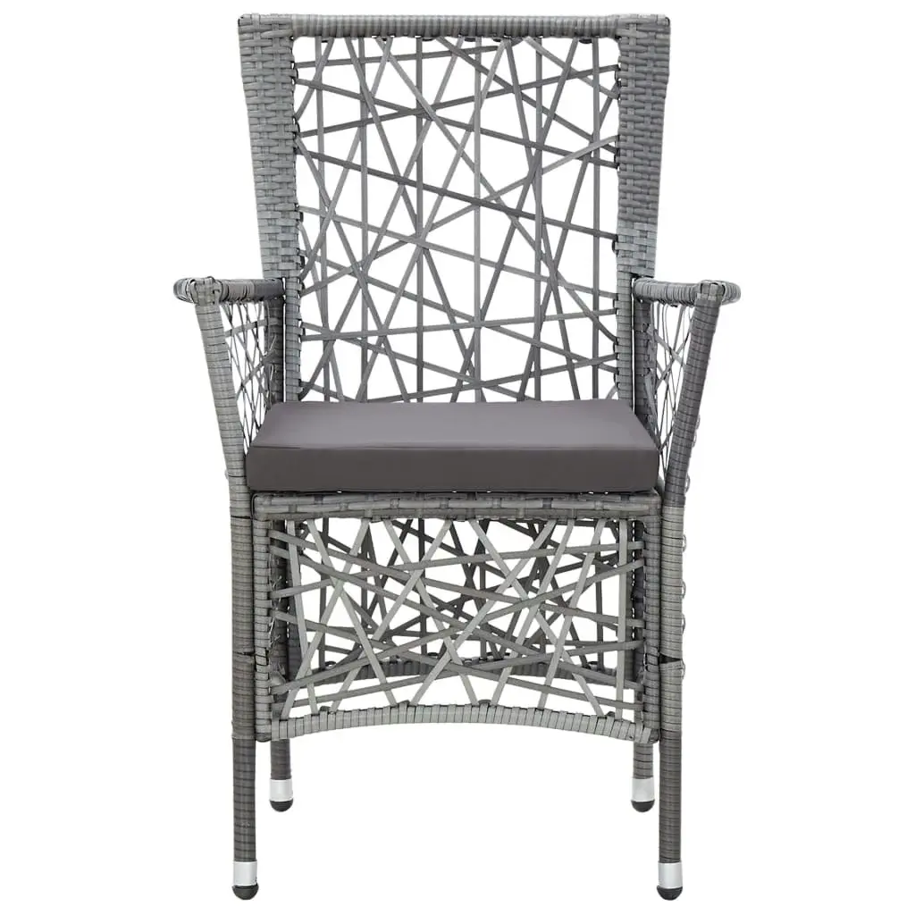 Outdoor Chairs 2 pcs with Cushions Poly Rattan Grey 45995