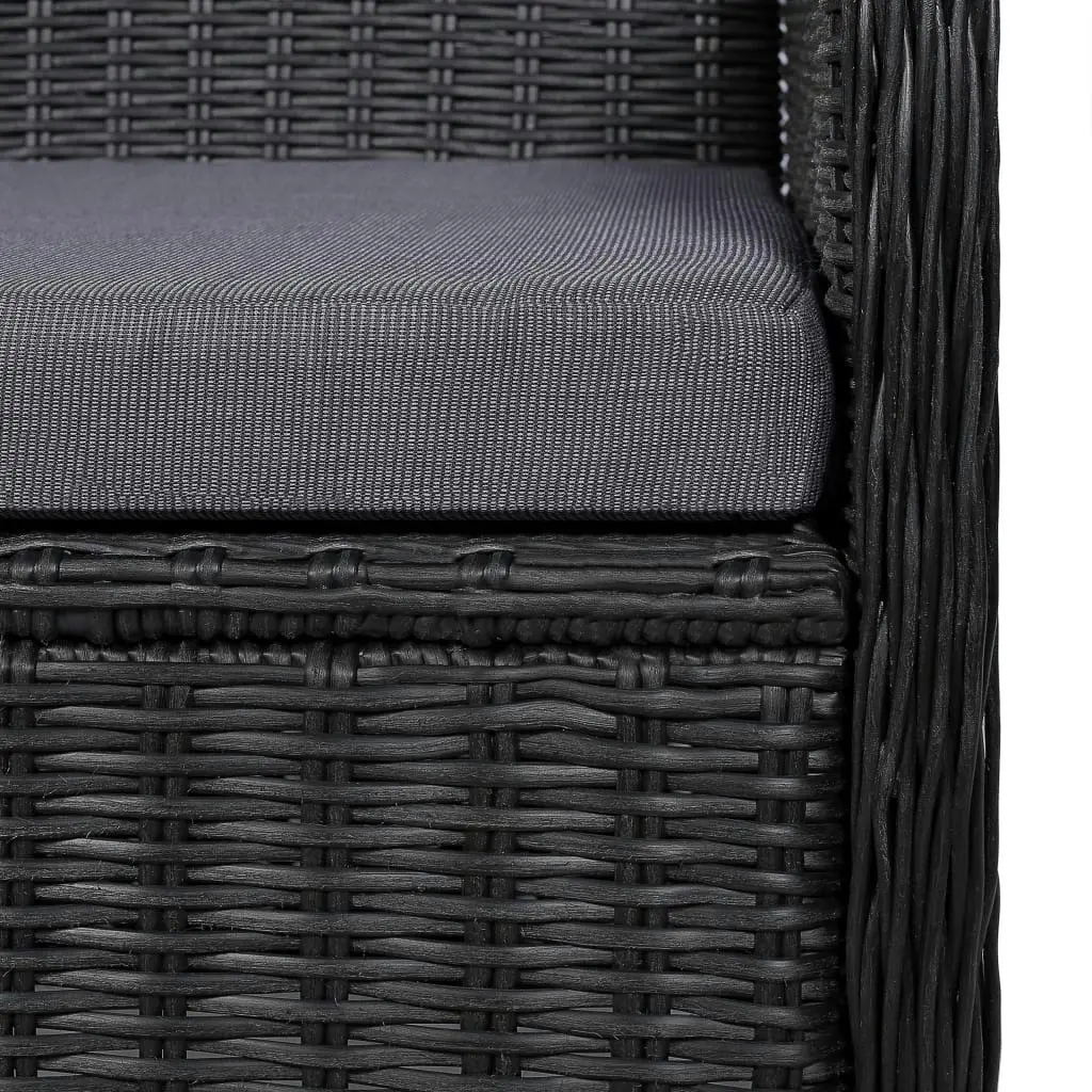 Outdoor Chairs with Cushions 2 pcs Poly Rattan Black 44146