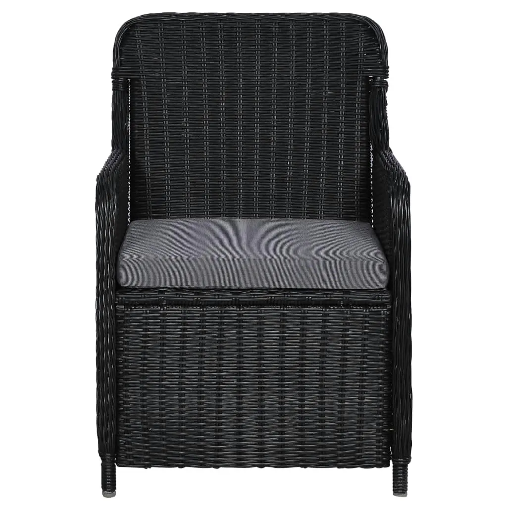 Outdoor Chairs with Cushions 2 pcs Poly Rattan Black 44146