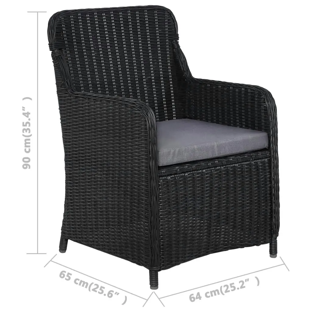 Outdoor Chairs with Cushions 2 pcs Poly Rattan Black 44146