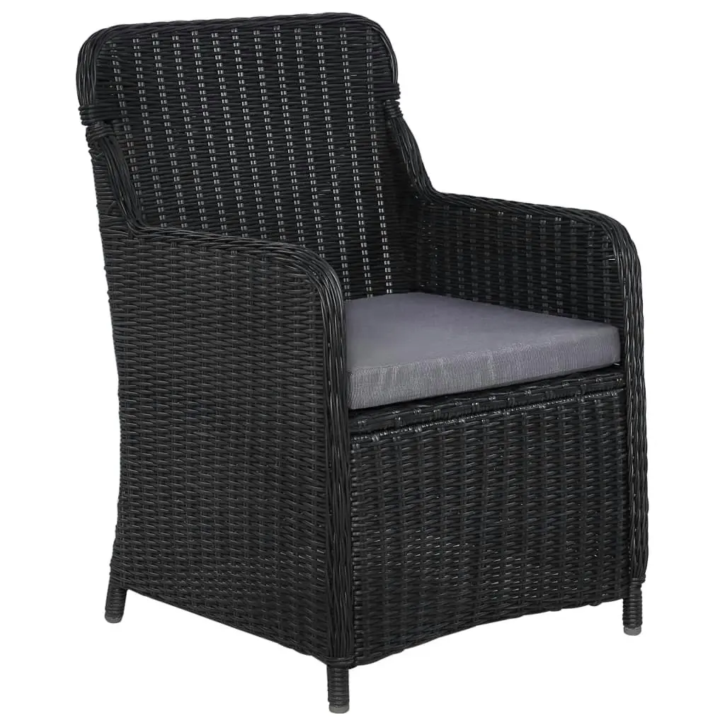 Outdoor Chairs with Cushions 2 pcs Poly Rattan Black 44146