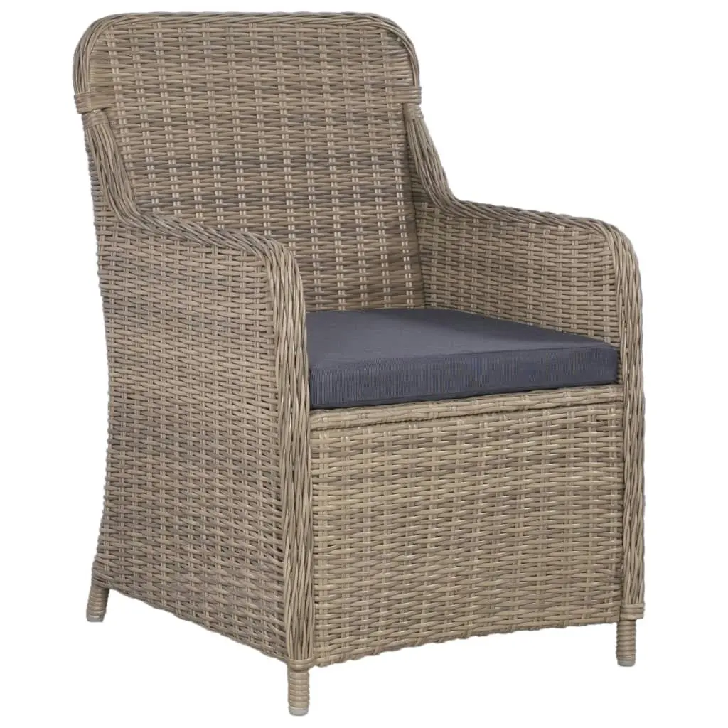 Outdoor Chairs with Cushions 2 pcs Poly Rattan Brown 44147