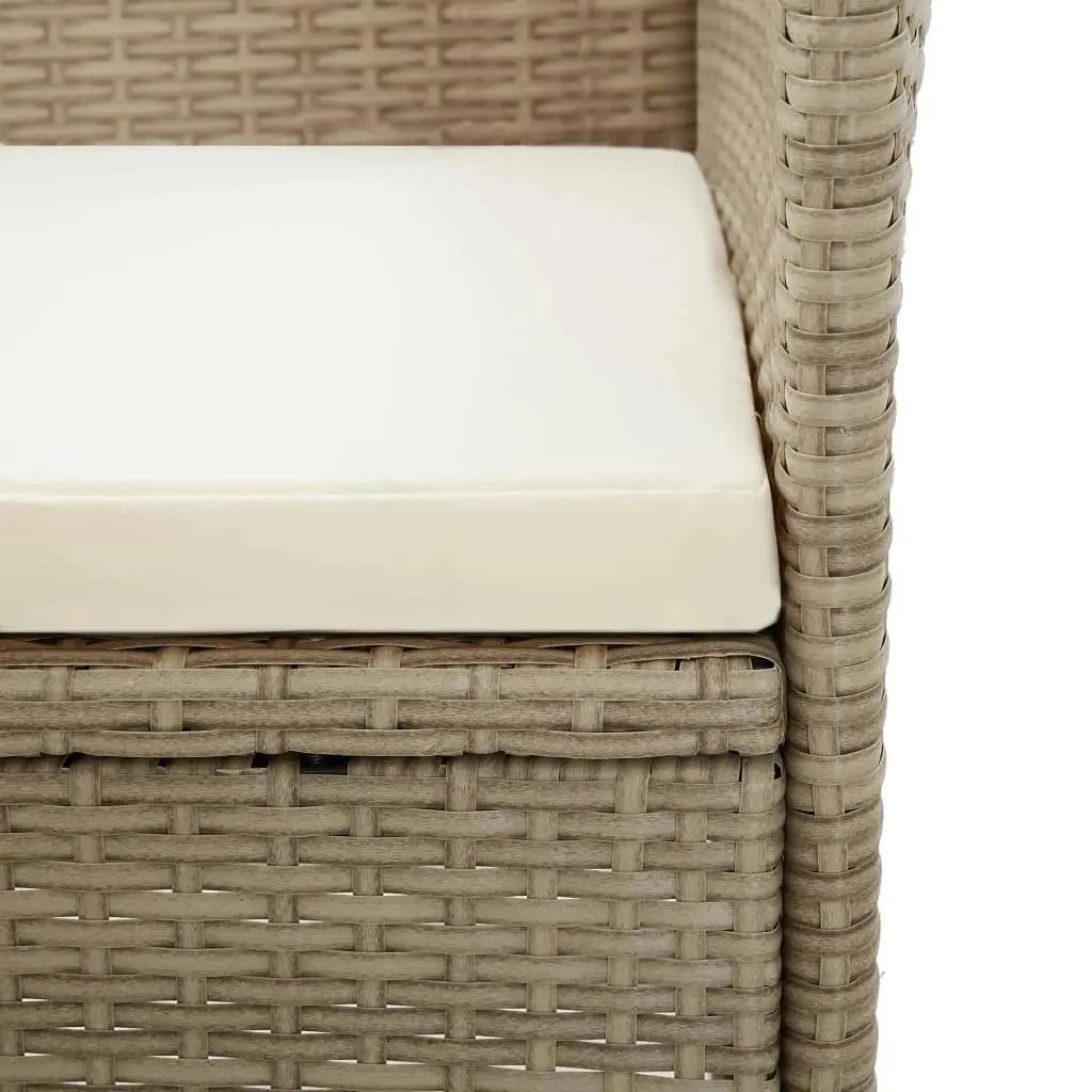 Outdoor Chairs 2 pcs with Cushions Poly Rattan Beige 46063