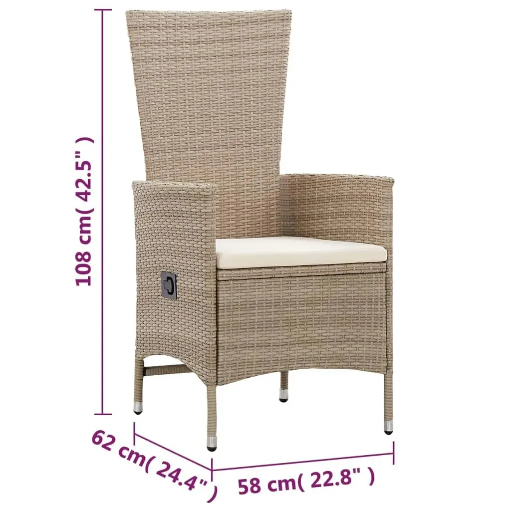 Outdoor Chairs 2 pcs with Cushions Poly Rattan Beige 46063