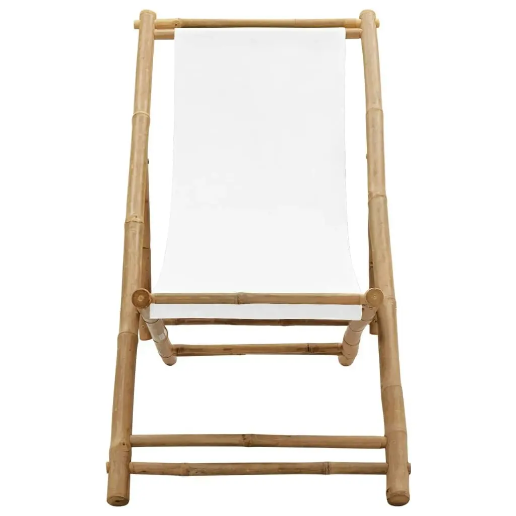 Outdoor Deck Chair Bamboo and Canvas 41491