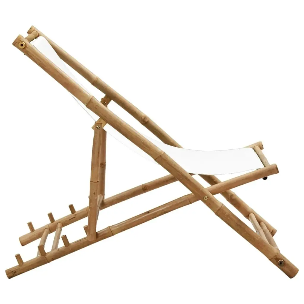 Outdoor Deck Chair Bamboo and Canvas 41491