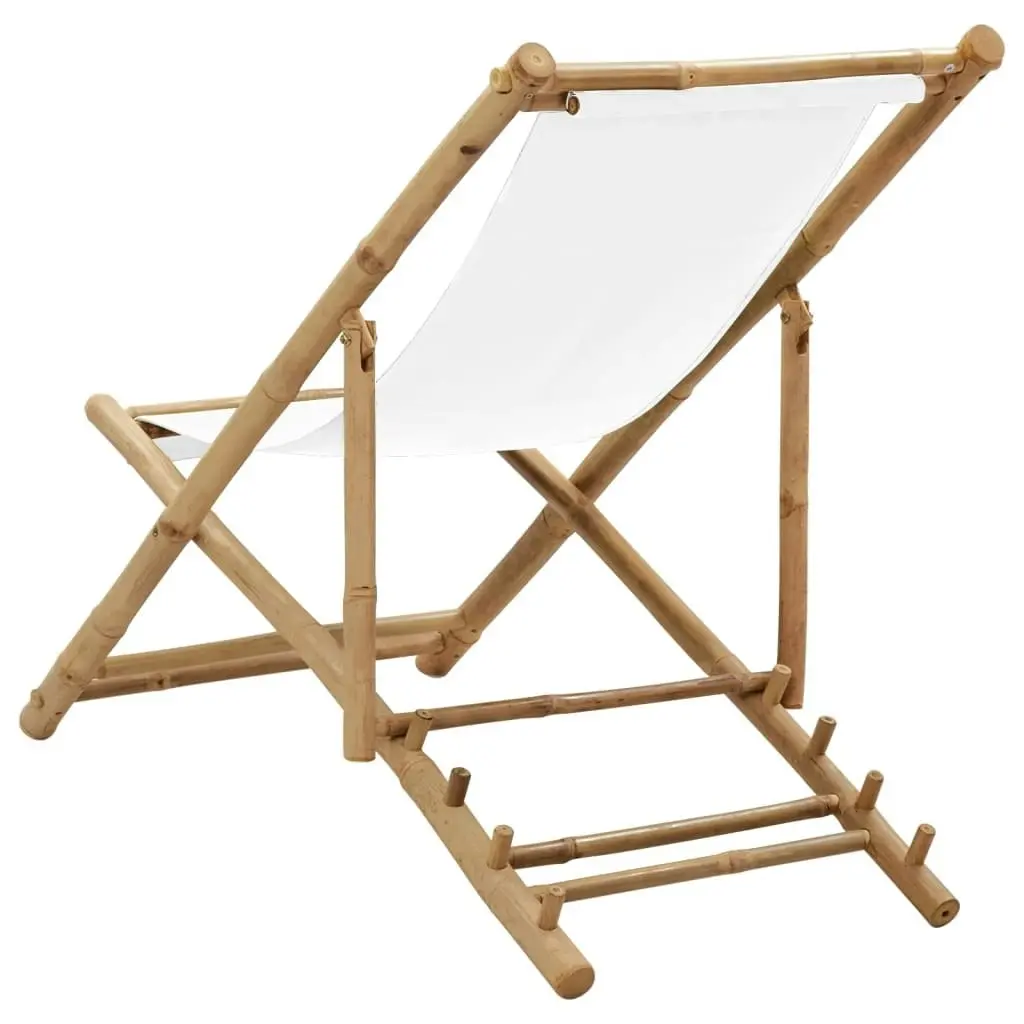 Outdoor Deck Chair Bamboo and Canvas 41491