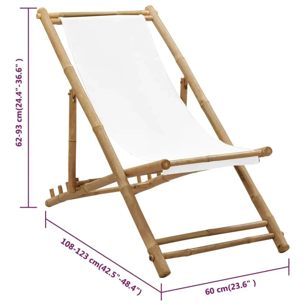 Outdoor Deck Chair Bamboo and Canvas 41491