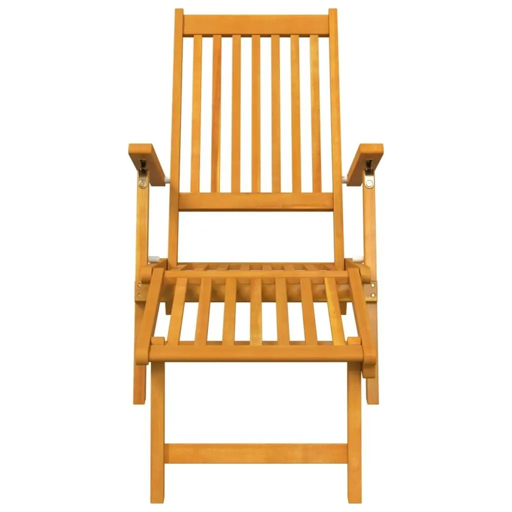 Outdoor Deck Chair with Footrest and Table Solid Wood Acacia 3120439