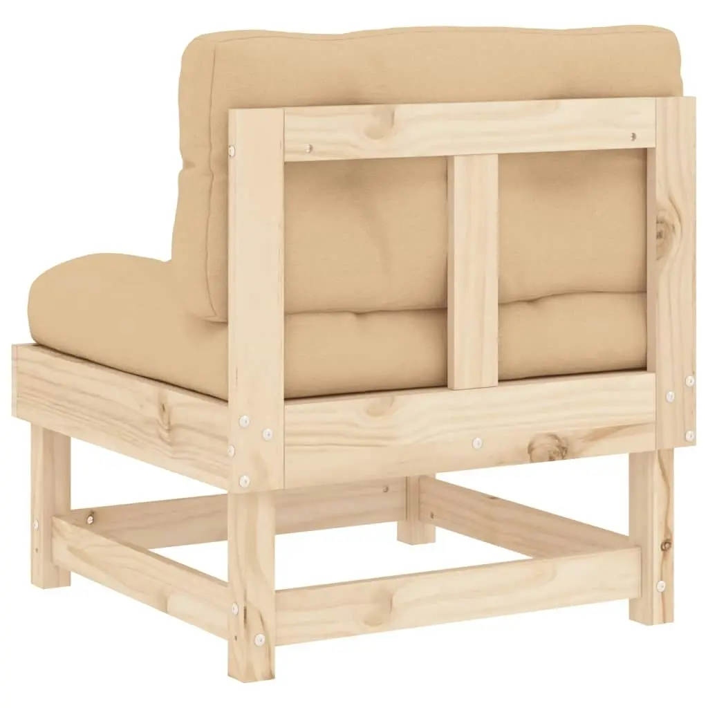 Middle Sofa with Cushions Solid Wood Pine 825429