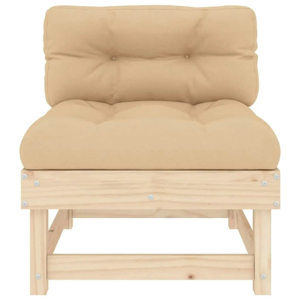 Middle Sofa with Cushions Solid Wood Pine 825429