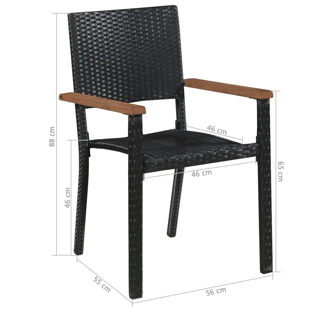 Outdoor Chairs 2 pcs Poly Rattan Black 43937