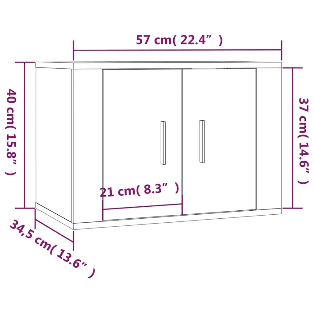 2 Piece TV Cabinet Set Black Engineered Wood 3188447