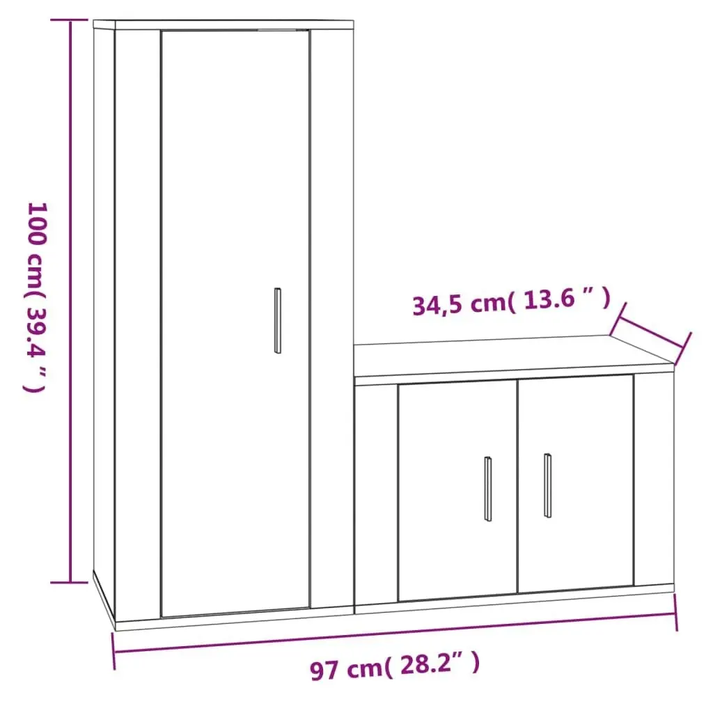 2 Piece TV Cabinet Set Brown Oak Engineered Wood 3188725