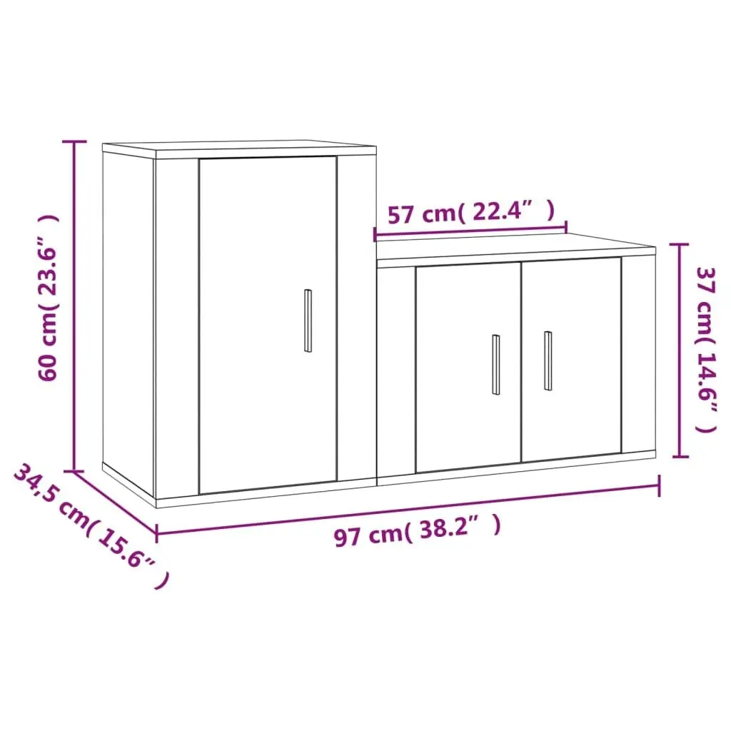 2 Piece TV Cabinet Set Brown Oak Engineered Wood 3188397