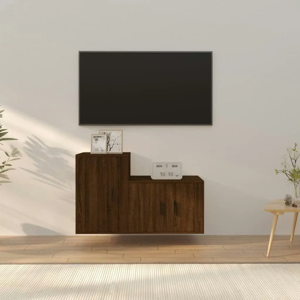 2 Piece TV Cabinet Set Brown Oak Engineered Wood 3188397