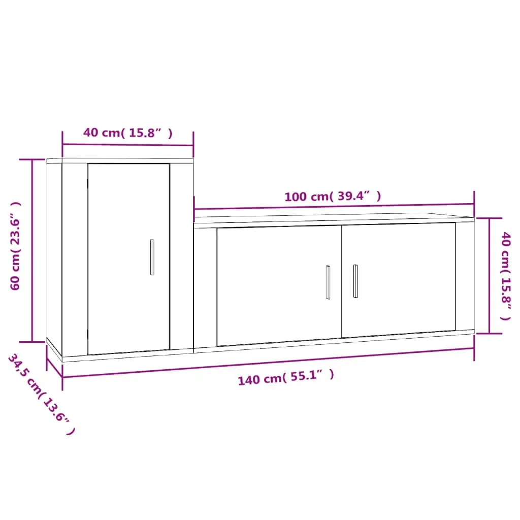 2 Piece TV Cabinet Set Brown Oak Engineered Wood 3188485