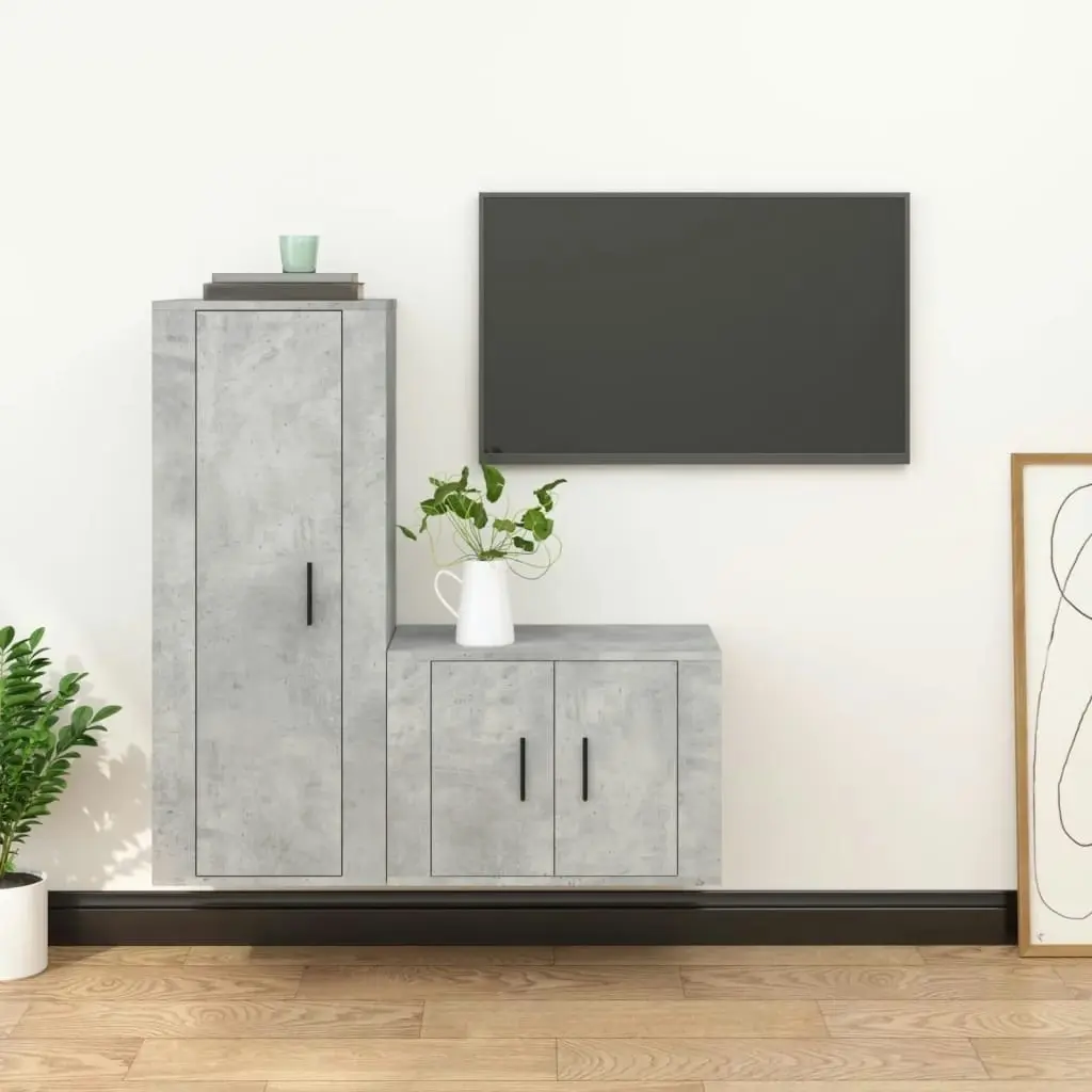 2 Piece TV Cabinet Set Concrete Grey Engineered Wood 3188722