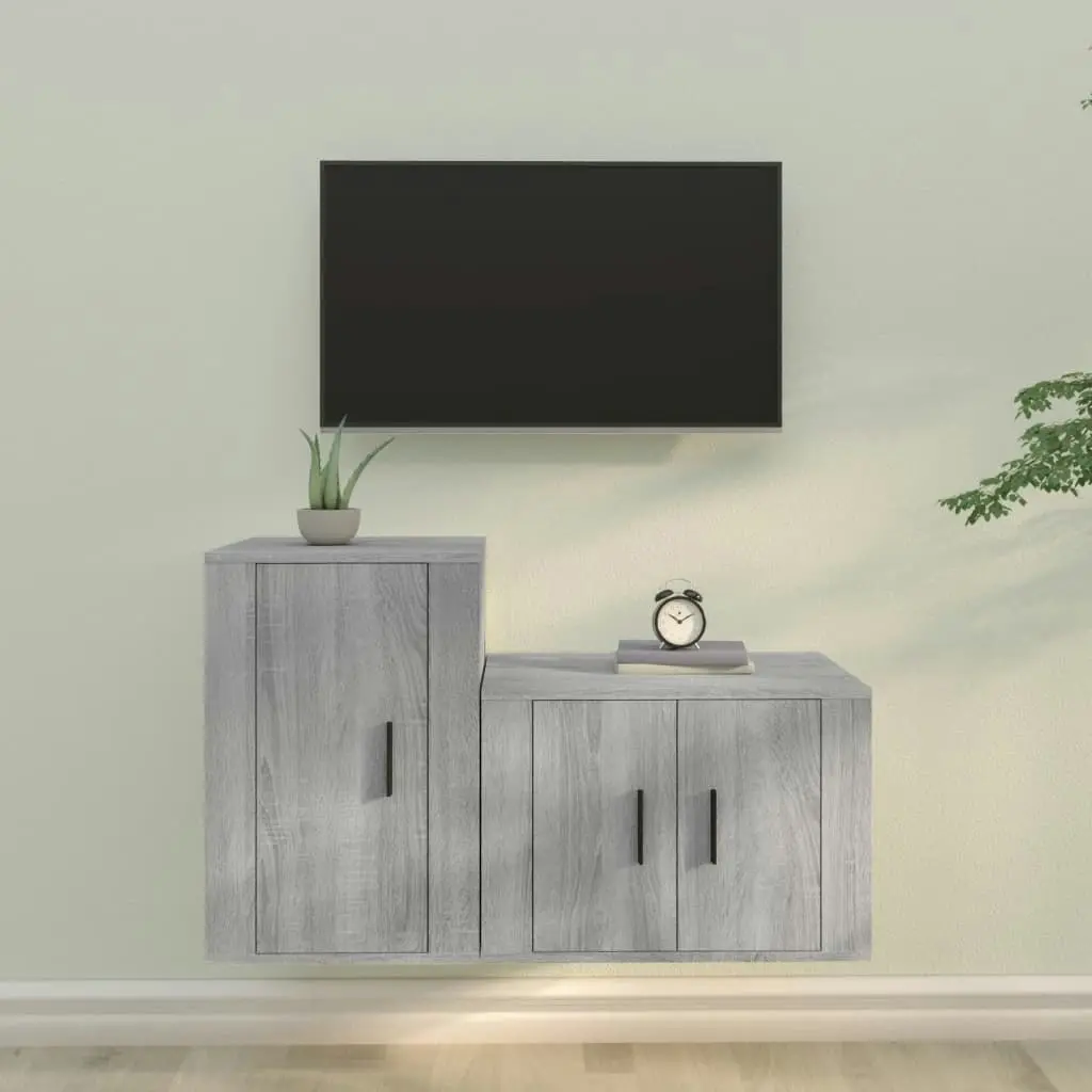 2 Piece TV Cabinet Set Grey Sonoma Engineered Wood 3188452