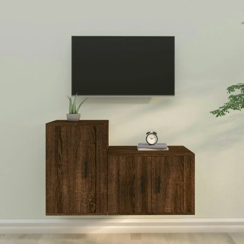 2 Piece TV Cabinet Set Brown Oak Engineered Wood 3188453