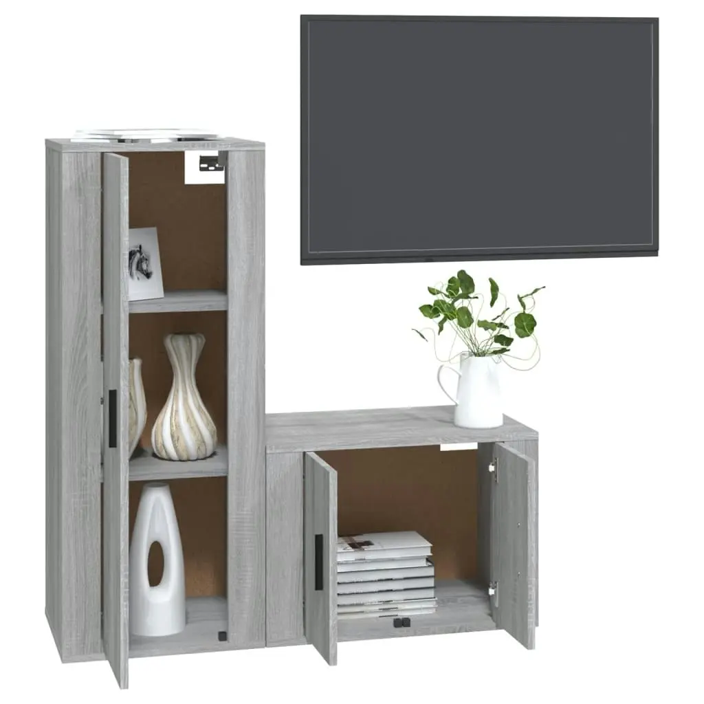 2 Piece TV Cabinet Set Grey Sonoma Engineered Wood 3188724