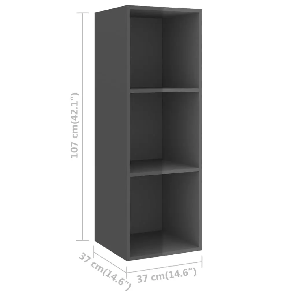 2 Piece TV Cabinet Set High Gloss Grey Engineered Wood 3079798