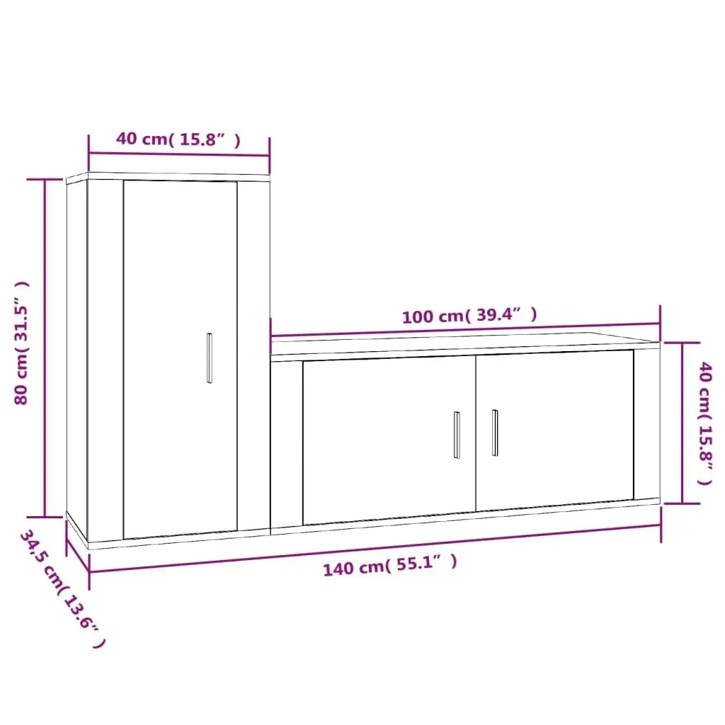 2 Piece TV Cabinet Set Grey Sonoma Engineered Wood 3188492