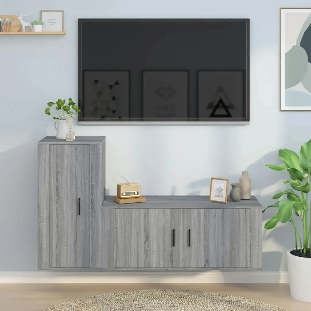 2 Piece TV Cabinet Set Grey Sonoma Engineered Wood 3188492