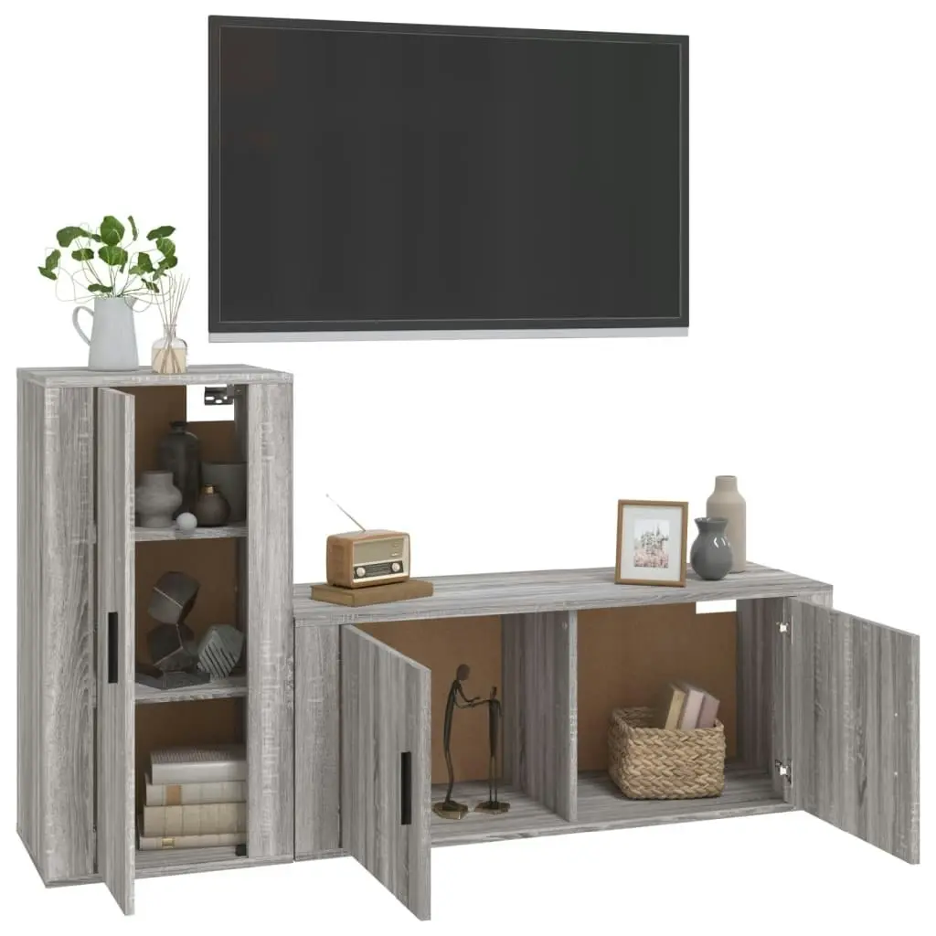 2 Piece TV Cabinet Set Grey Sonoma Engineered Wood 3188492