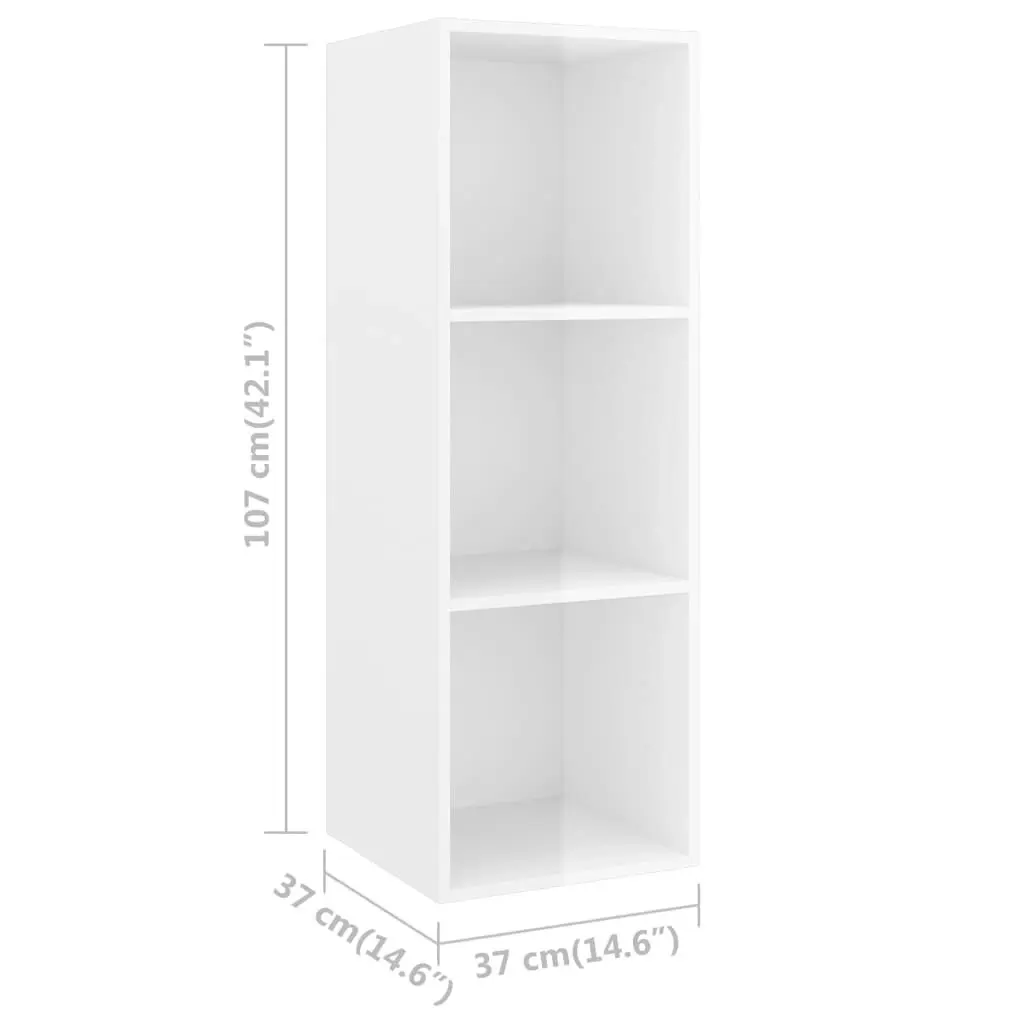 2 Piece TV Cabinet Set High Gloss White Engineered Wood 3079796