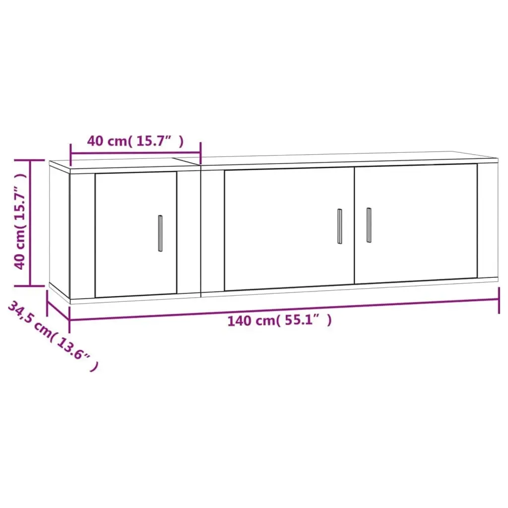 2 Piece TV Cabinet Set Grey Sonoma Engineered Wood 3188428