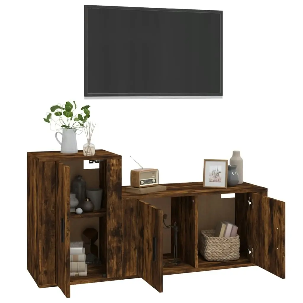 2 Piece TV Cabinet Set Smoked Oak Engineered Wood 3188467