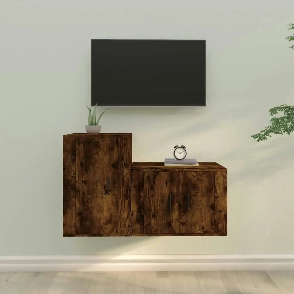 2 Piece TV Cabinet Set Smoked Oak Engineered Wood 3188451