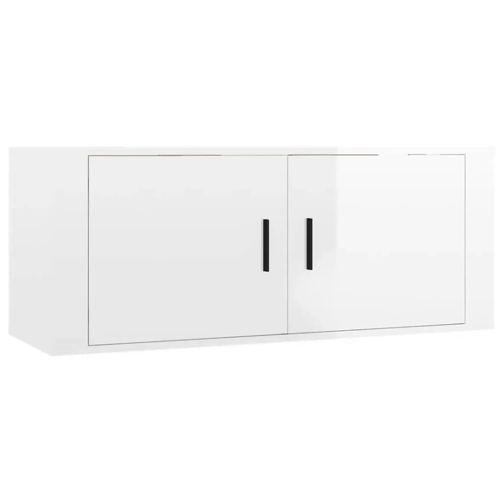 2 Piece TV Cabinet Set High Gloss White Engineered Wood 3188488