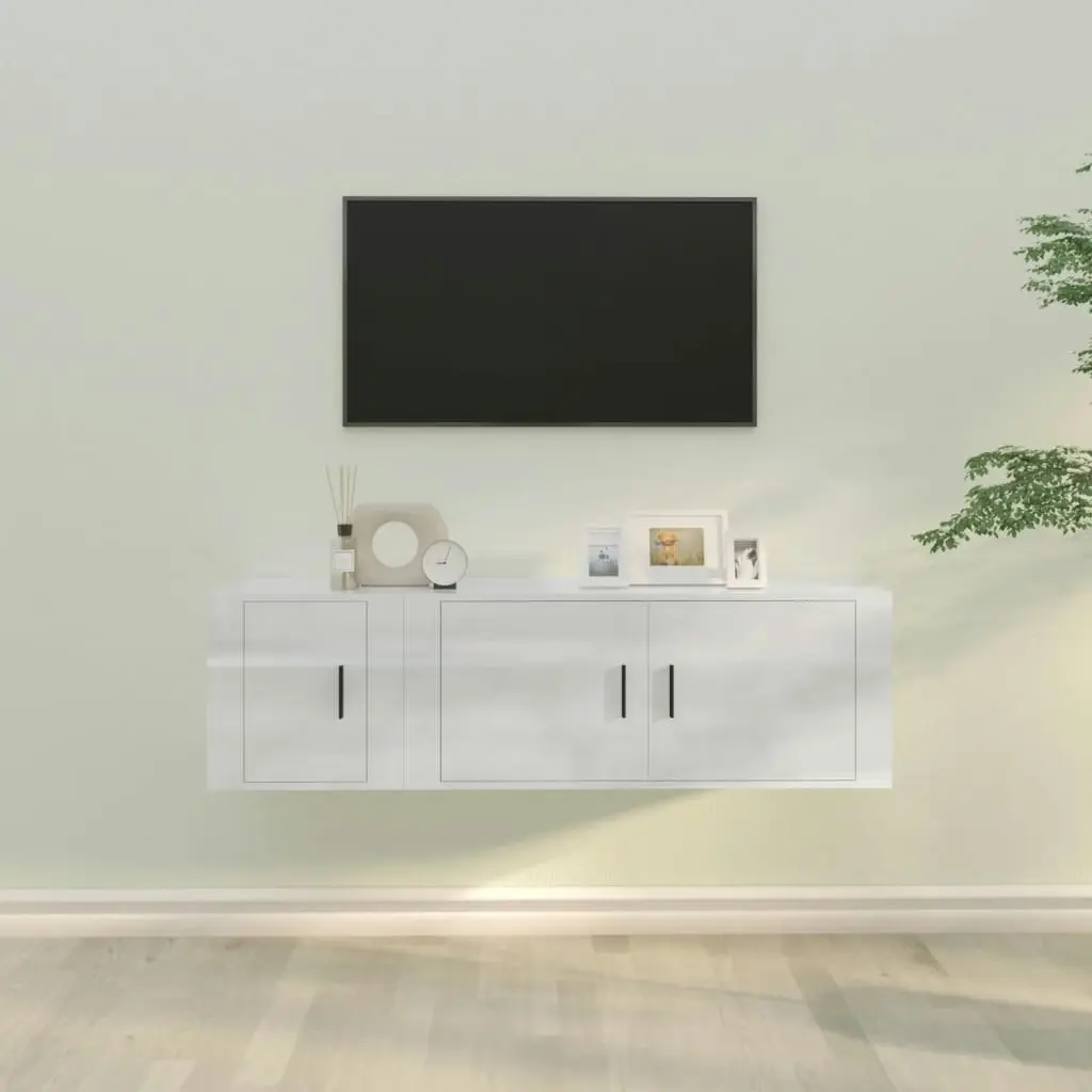 2 Piece TV Cabinet Set High Gloss White Engineered Wood 3188424