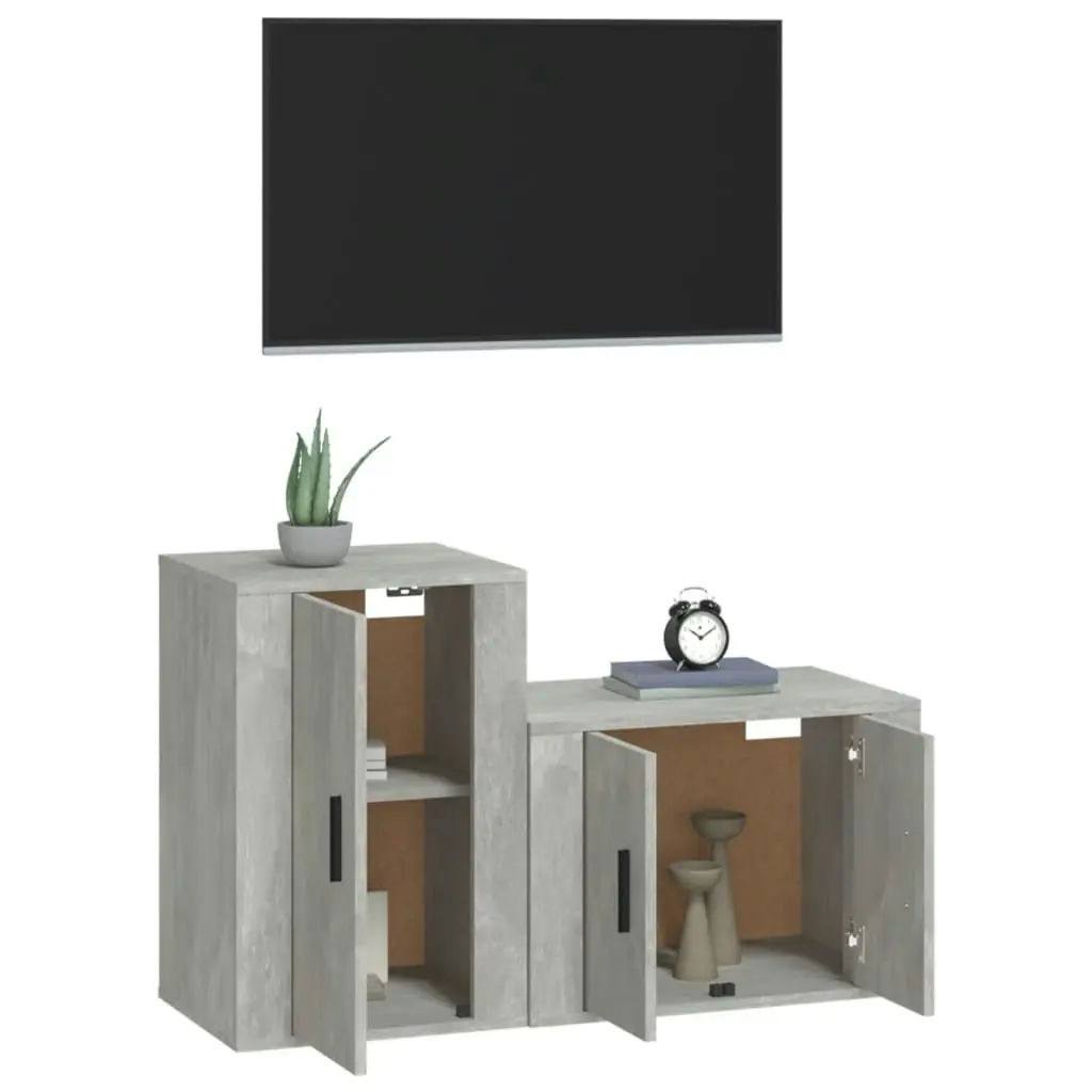 2 Piece TV Cabinet Set Concrete Grey Engineered Wood 3188450