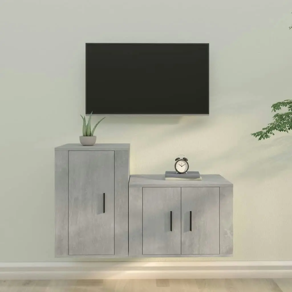 2 Piece TV Cabinet Set Concrete Grey Engineered Wood 3188450