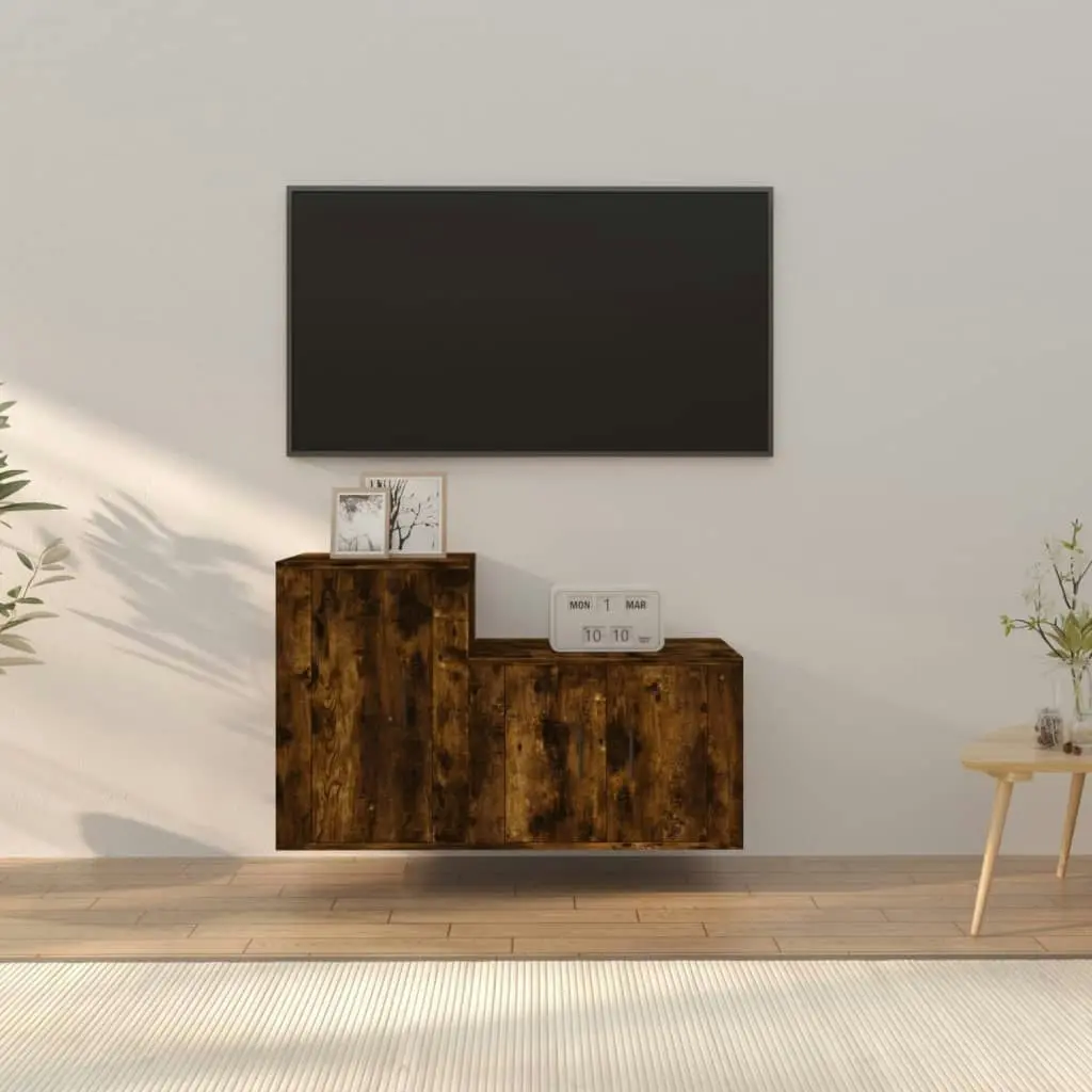 2 Piece TV Cabinet Set Smoked Oak Engineered Wood 3188395