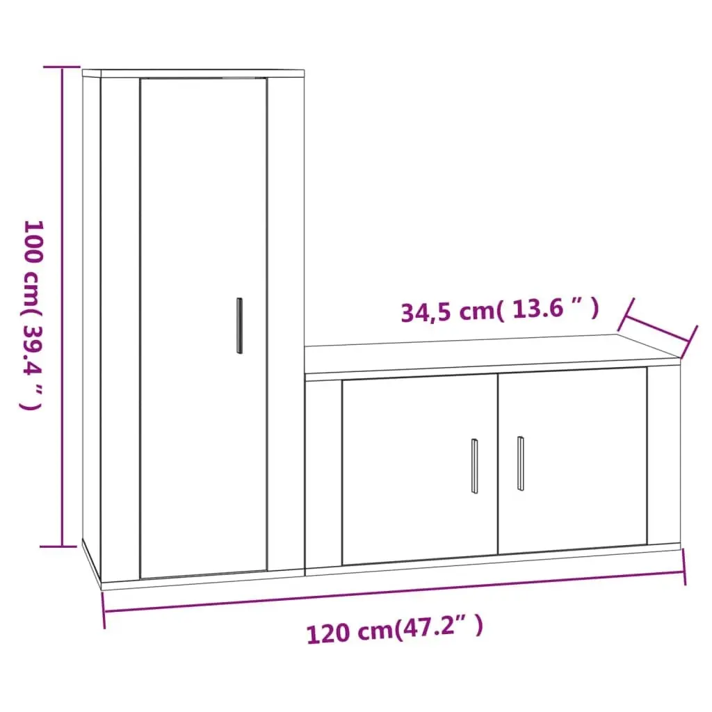 2 Piece TV Cabinet Set Smoked Oak Engineered Wood 3188731