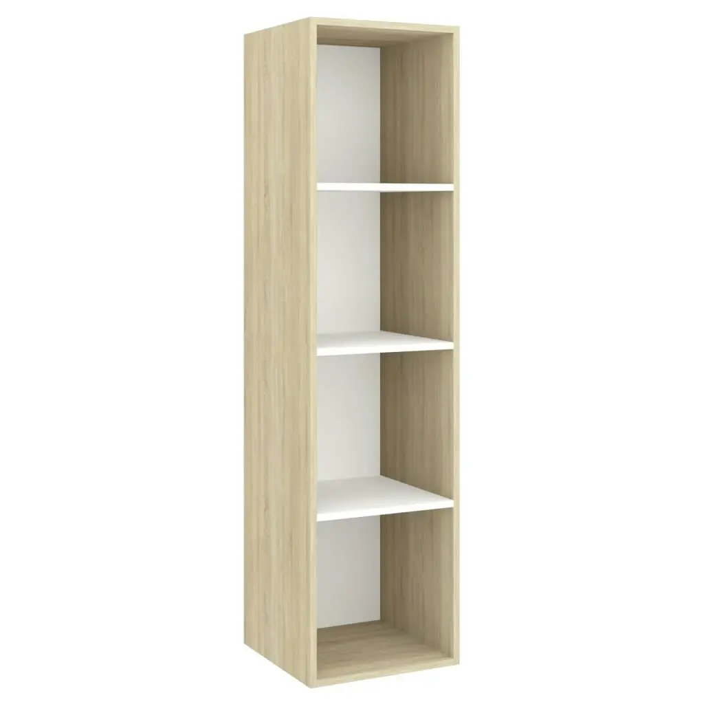 2 Piece TV Cabinet Set White and Sonoma Oak Engineered Wood 3079804