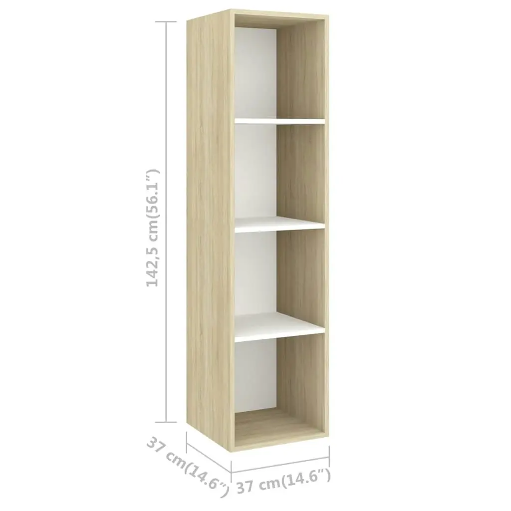 2 Piece TV Cabinet Set White and Sonoma Oak Engineered Wood 3079804