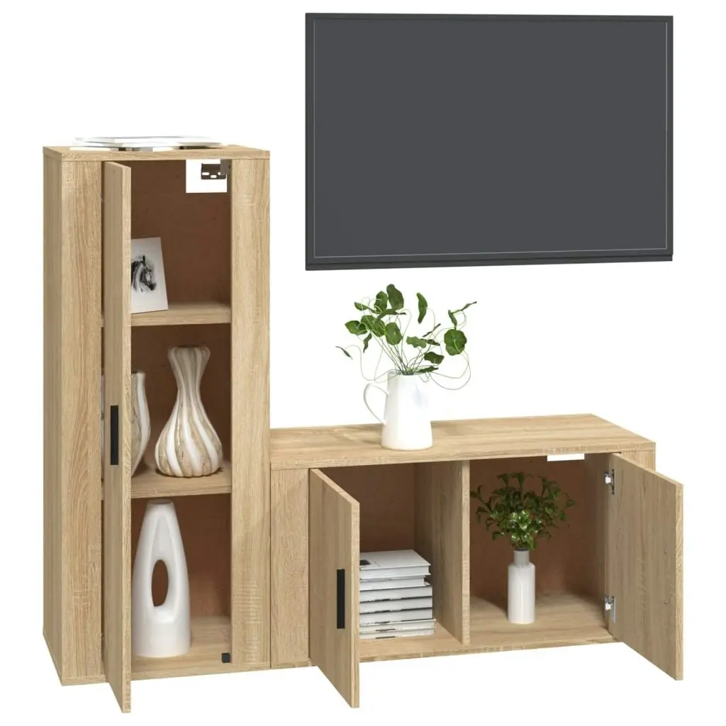 2 Piece TV Cabinet Set Sonoma Oak Engineered Wood 3188729