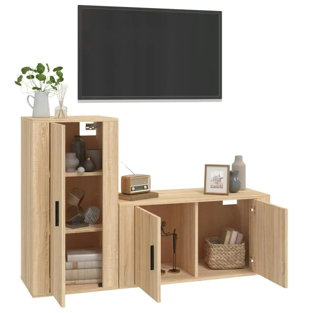 2 Piece TV Cabinet Set Sonoma Oak Engineered Wood 3188473