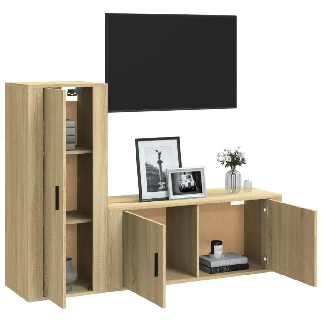 2 Piece TV Cabinet Set Sonoma Oak Engineered Wood 3188737