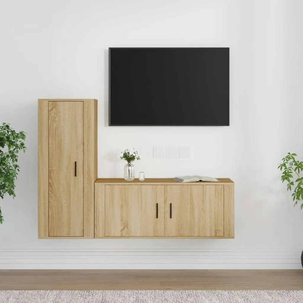 2 Piece TV Cabinet Set Sonoma Oak Engineered Wood 3188737